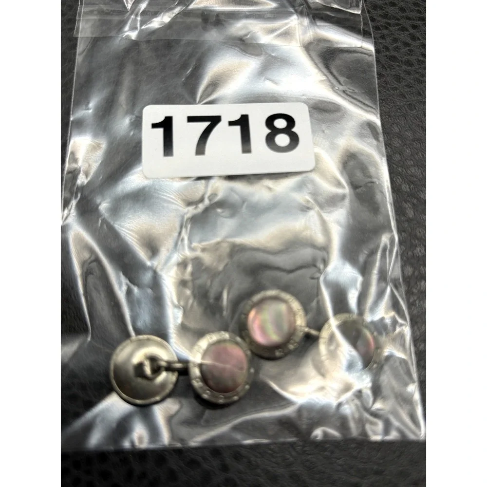 Vintage Art Deco Abalone Shell Silver Tone Cufflinks Set